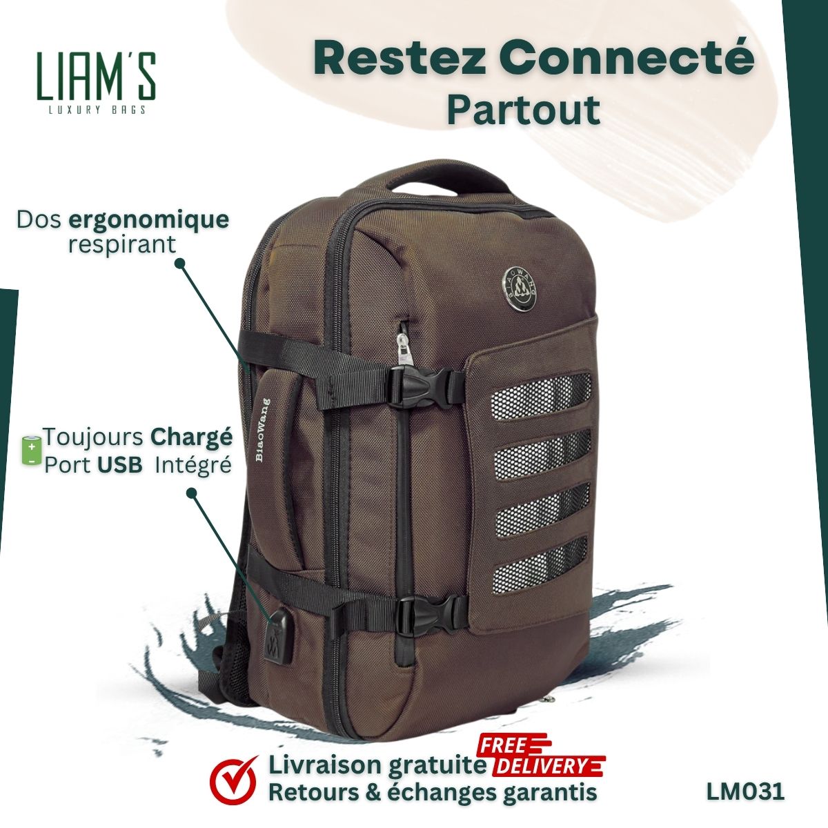 Sac à Dos USB | 35L, Waterproof LM031 – Image 3