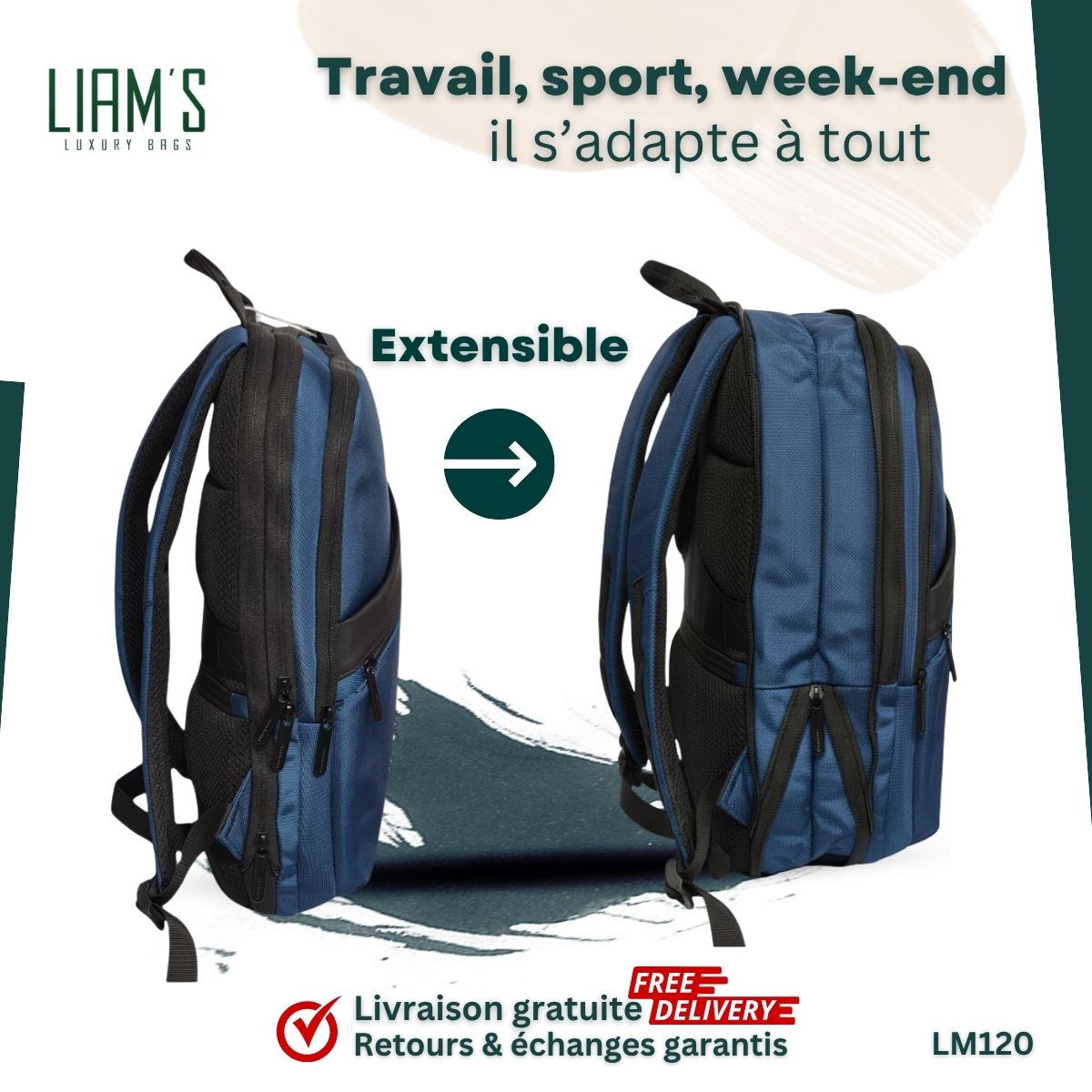 Sac à Dos Extensible Minimalisme & Polyvalence LM120 – Image 4