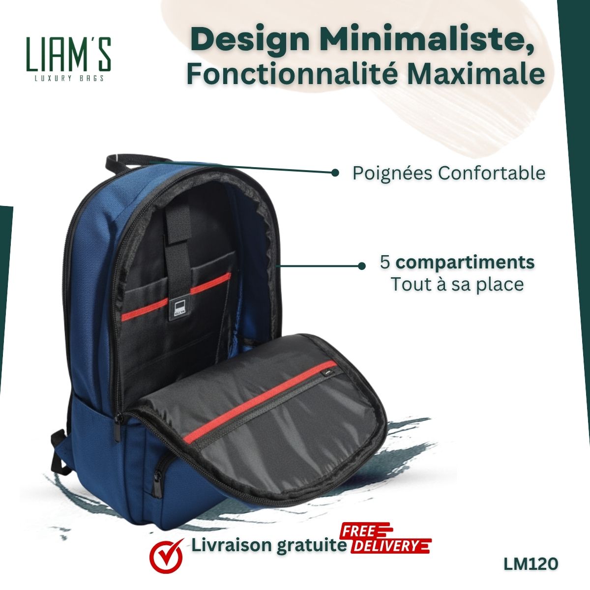 Sac à Dos Extensible Minimalisme & Polyvalence LM120 – Image 2