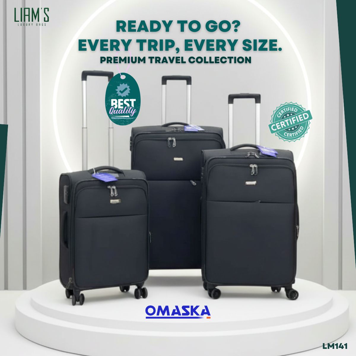Ensemble de 3 valises de voyage OMASKA LM141