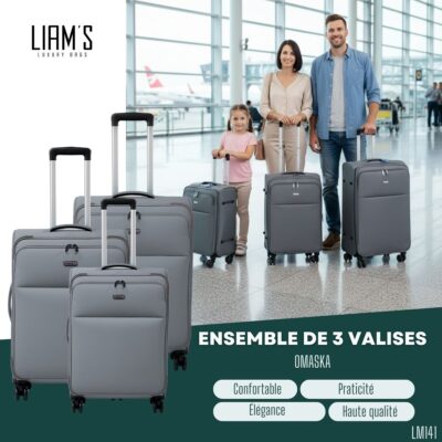 Ensemble de 3 valises de voyage OMASKA LM141