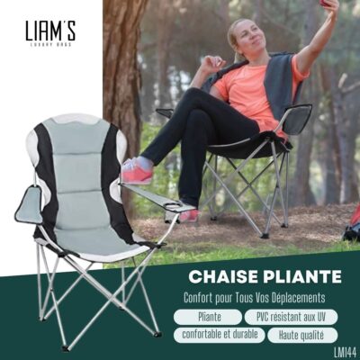 Chaise de camping pliable avec porte-gobelet LM144