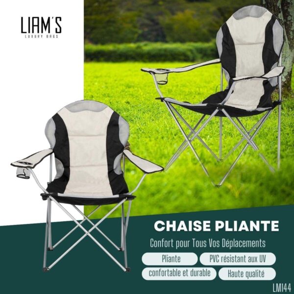 Chaise de camping pliable avec porte-gobelet LM144 – Image 3