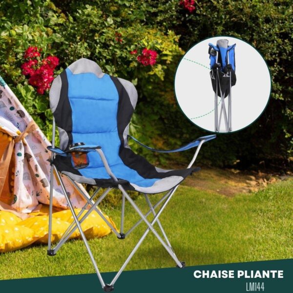Chaise de camping pliable avec porte-gobelet LM144 – Image 4