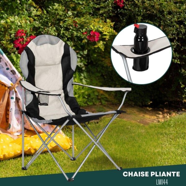 Chaise de camping pliable avec porte-gobelet LM144 – Image 5