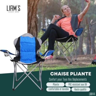 Chaise de camping pliable avec porte-gobelet LM144