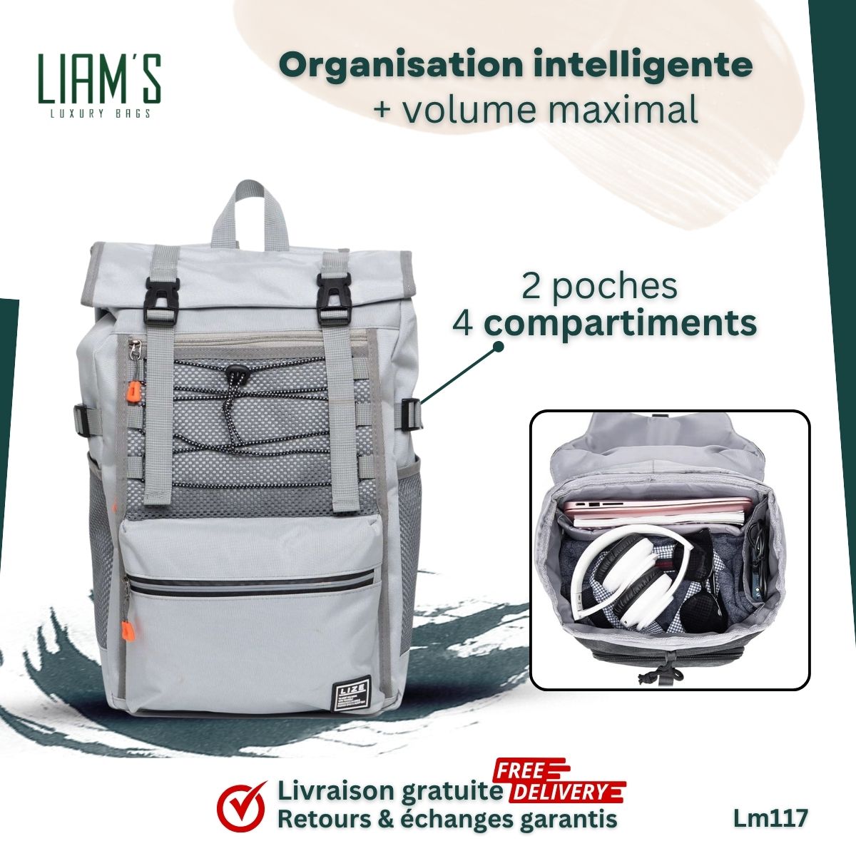 Sac à Dos Grande Capacité & Étanchéité LM117 – Image 2
