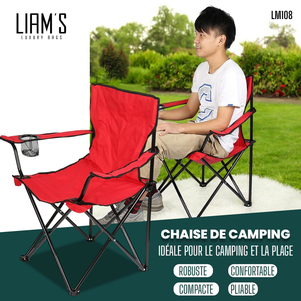 Chaise pliante confort de camping LM108