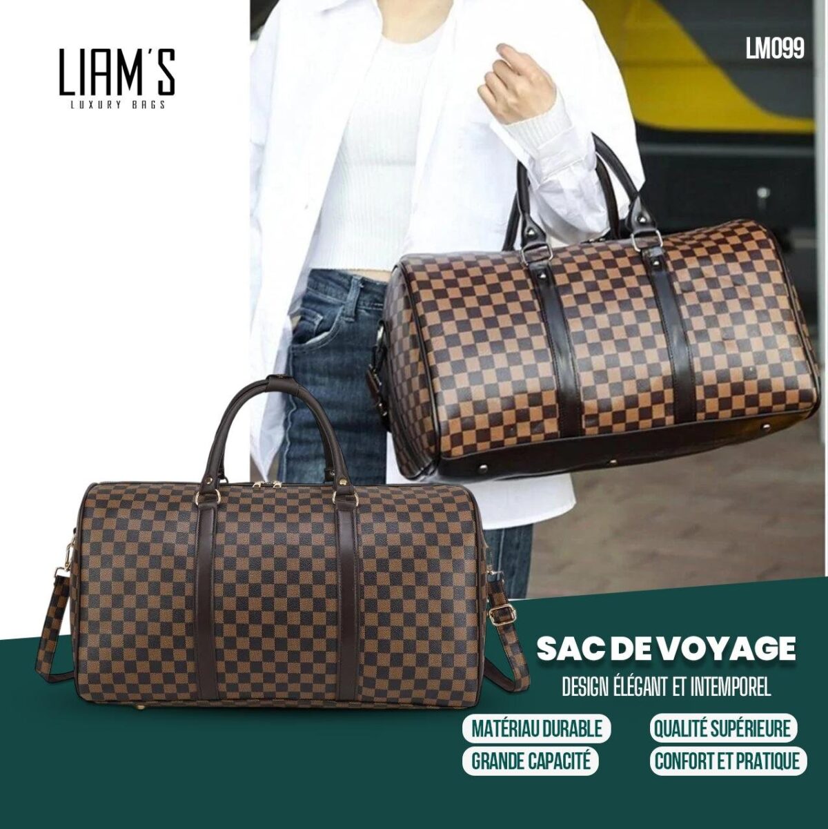 Sac de voyage élégant en cuir PU LM099