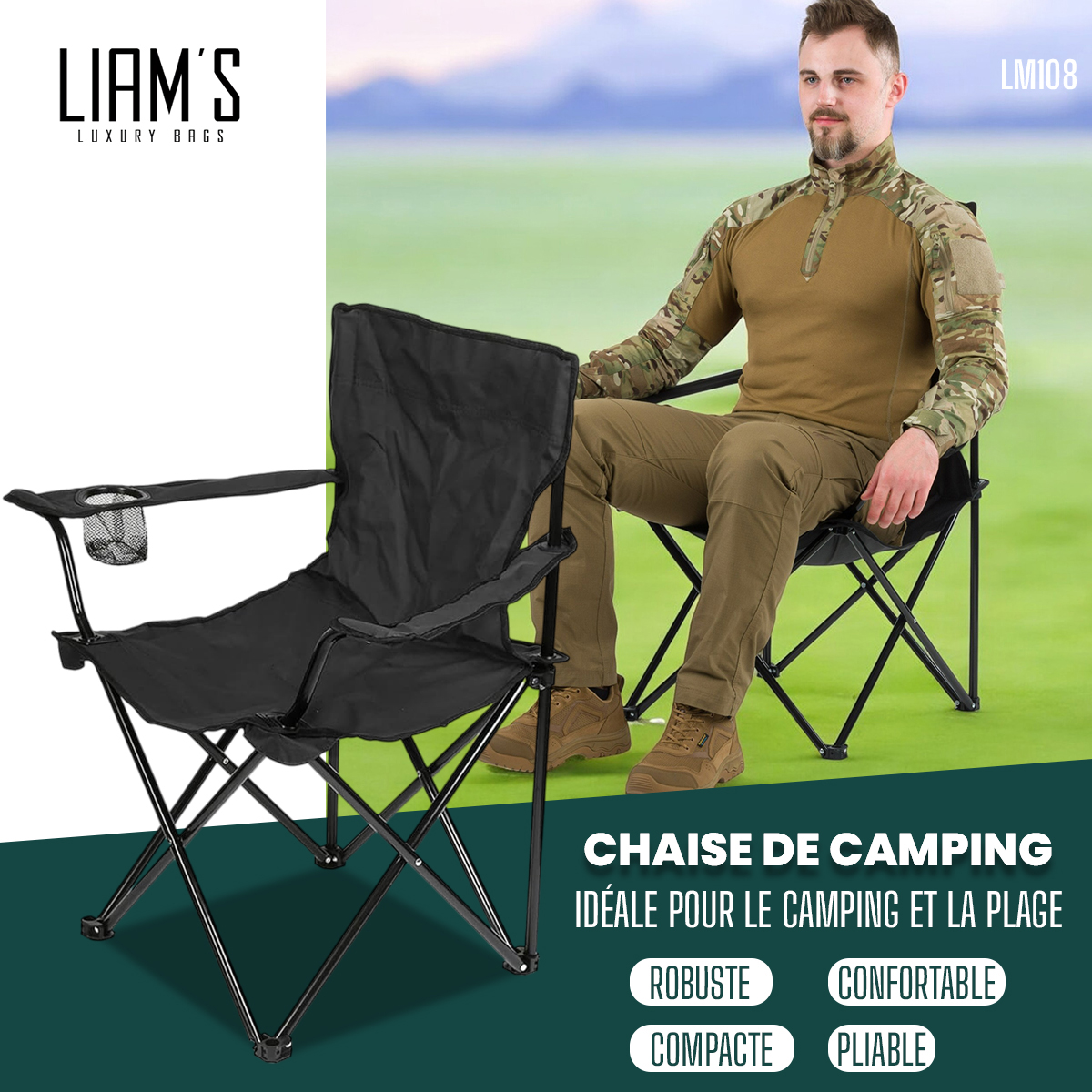 Chaise pliante confort de camping LM108 – Image 4