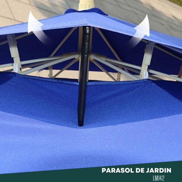 Parasol de jardin double toit rond 2,40 m LM149 – Image 5