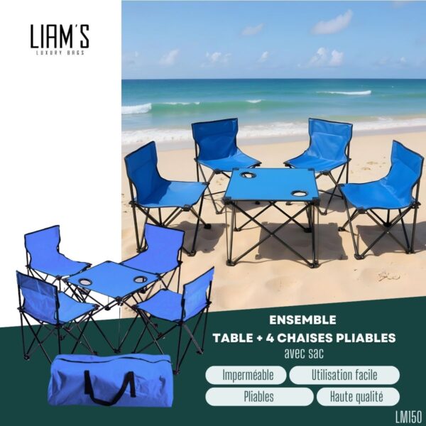Table et 4 chaises pliables avec sac LM150 – Image 2