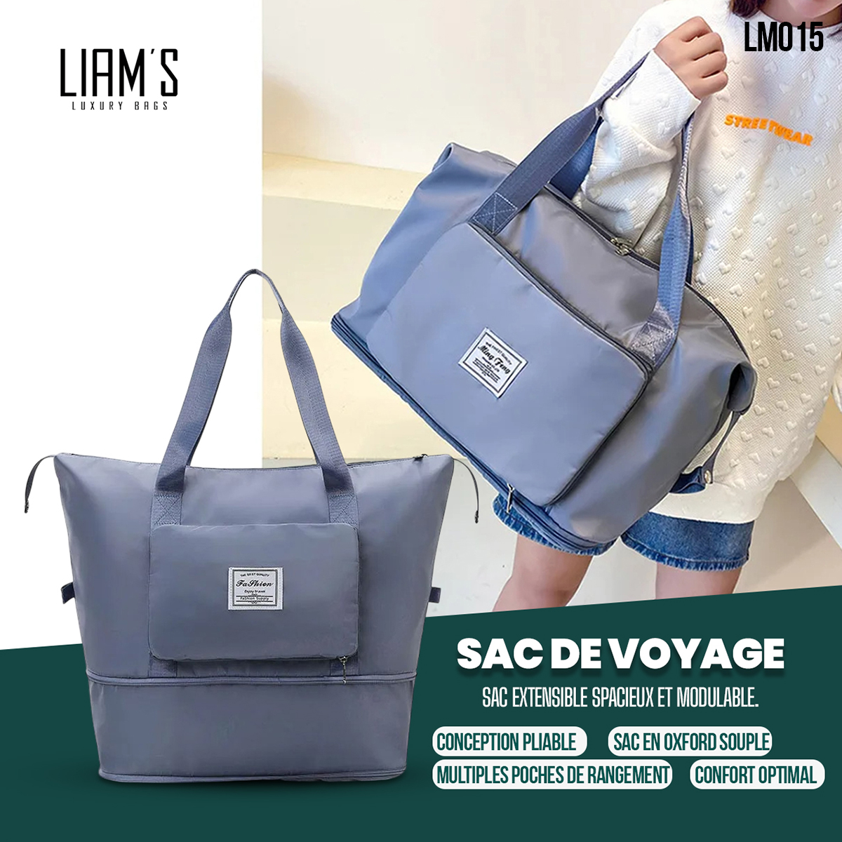 Sac de Voyage Pliable en Oxford LM015 – Image 5