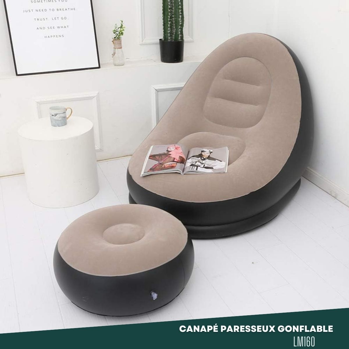 Canapé paresseux gonflable avec repose-pieds LM160 – Image 2