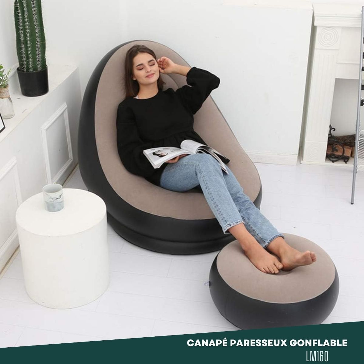 Canapé paresseux gonflable avec repose-pieds LM160 – Image 3