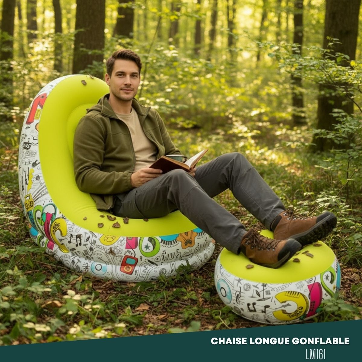 Chaise Longue Gonflable avec repose-pieds LM161 – Image 2