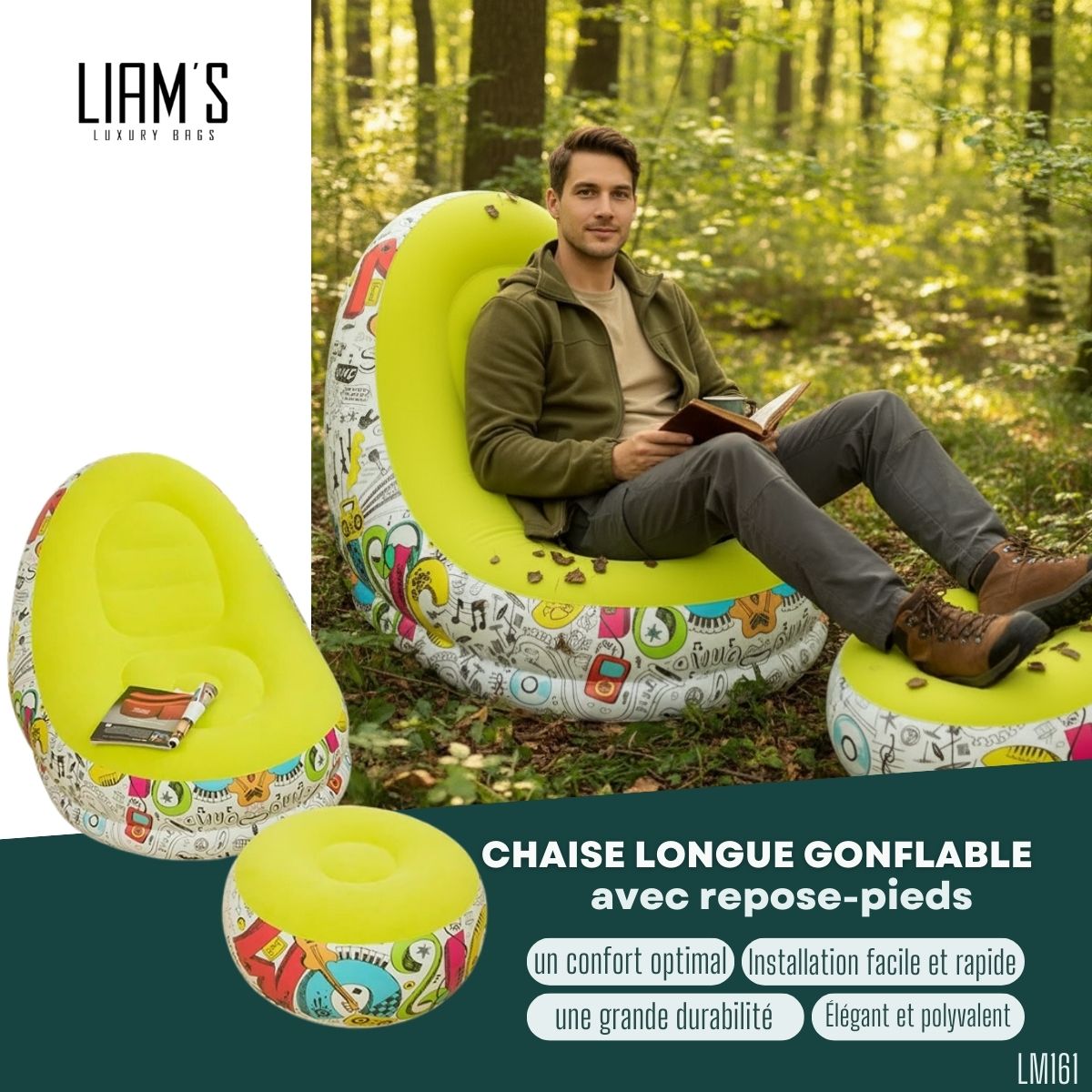Chaise Longue Gonflable avec repose-pieds LM161