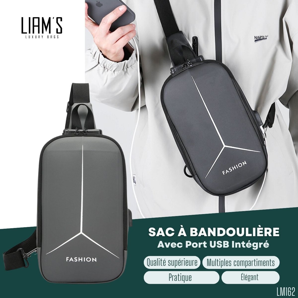 Sac à bandoulière Avec Port USB Intégré LM162