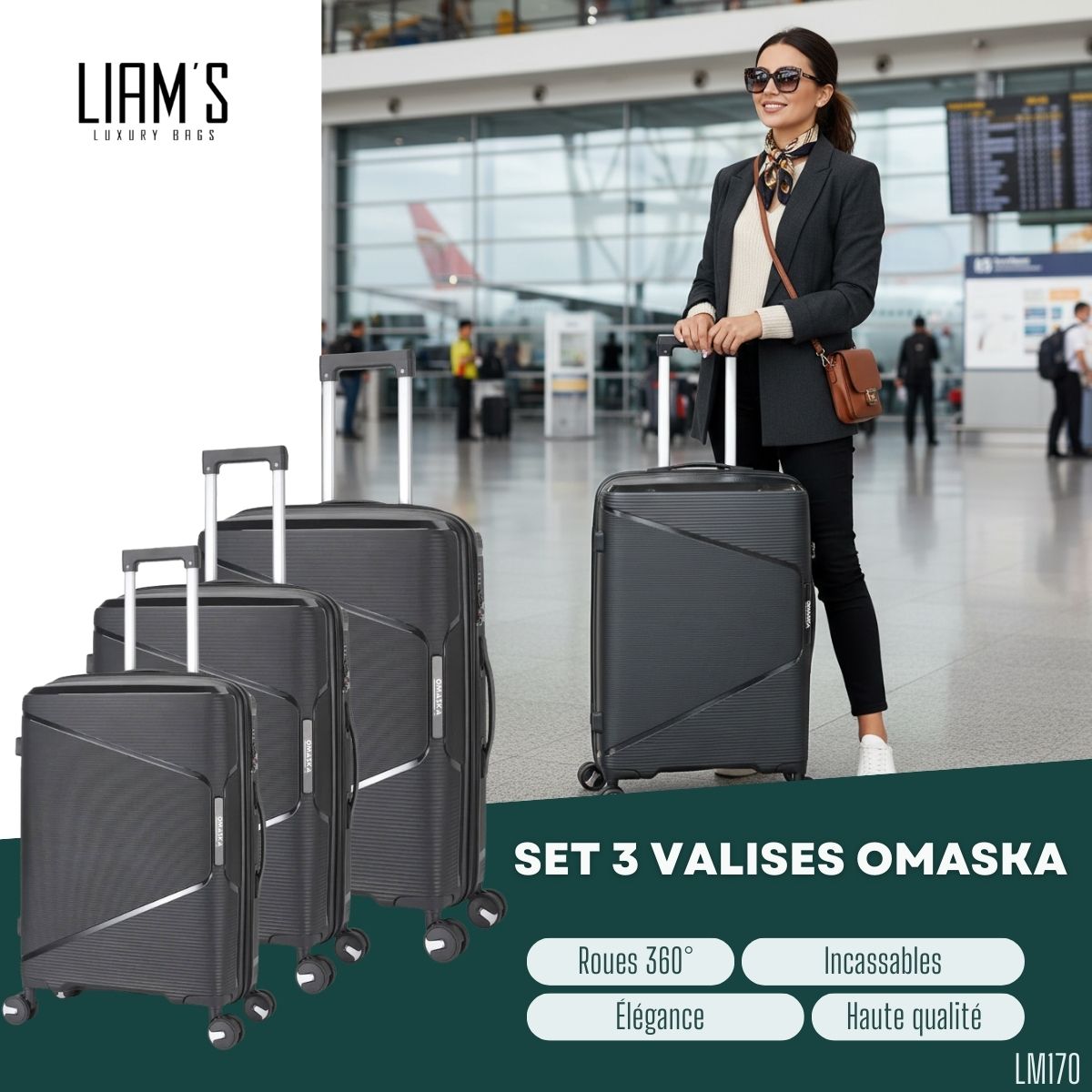 Set 3 Valises Omaska Incassables PP LM170