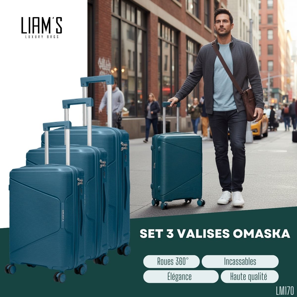 Set 3 Valises Omaska Incassables PP LM170 – Image 2