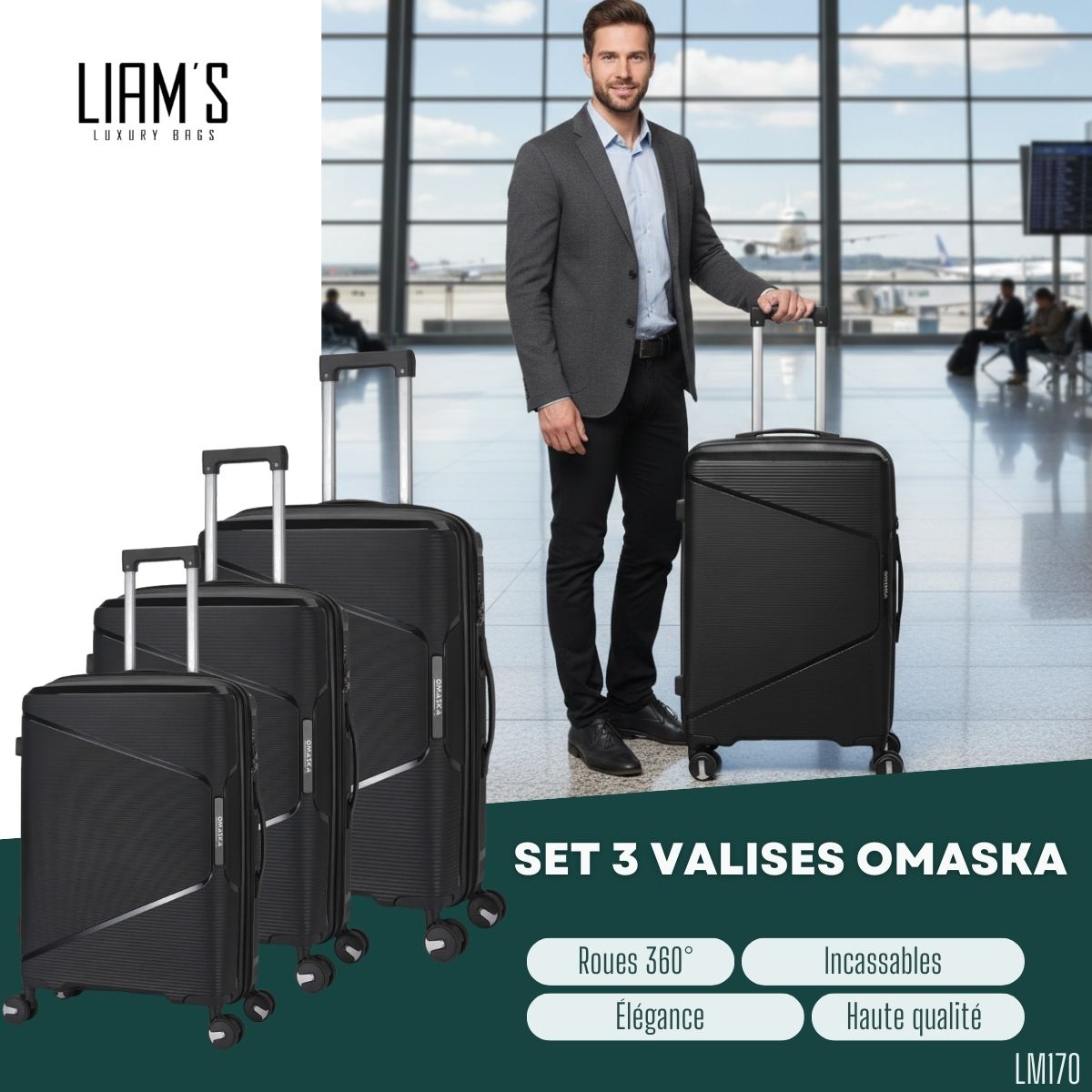 Set 3 Valises Omaska Incassables PP LM170 – Image 4