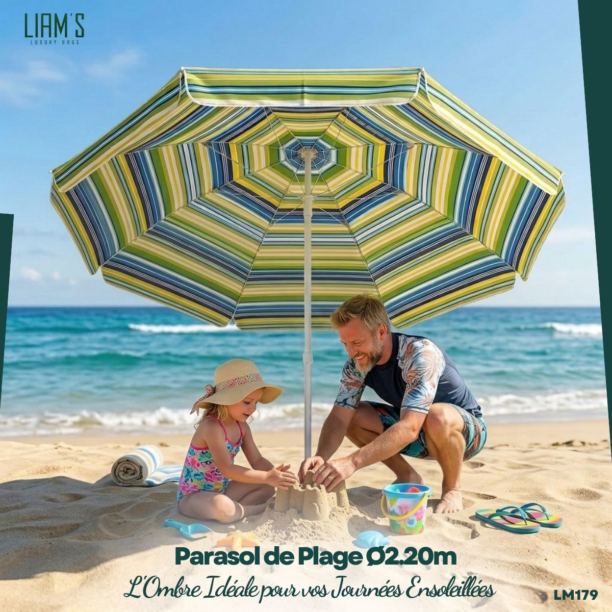 Parasol de Plage à Rayures Ø2.20m LM179