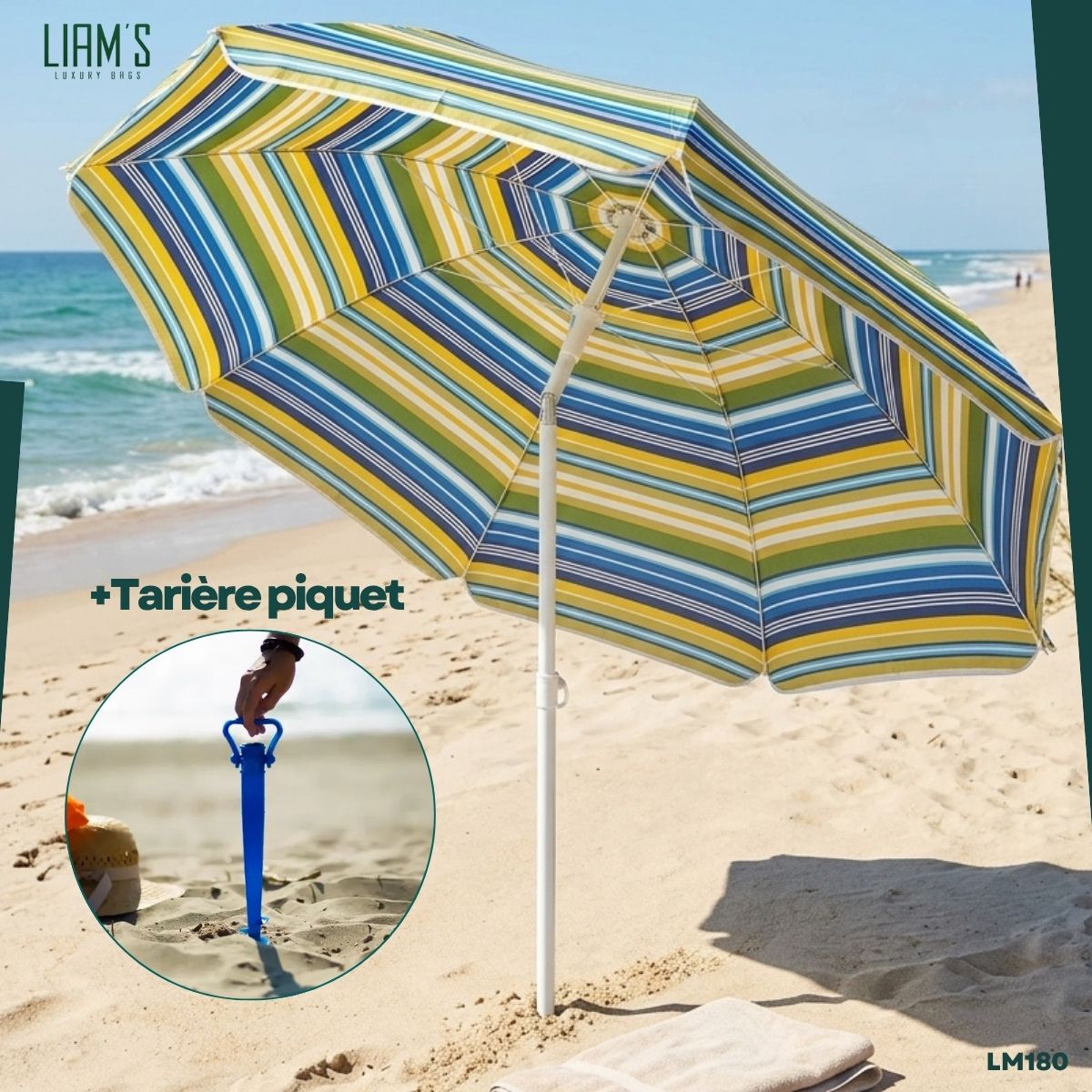 Parasol de Plage à Rayures Ø2.50m LM180 – Image 2