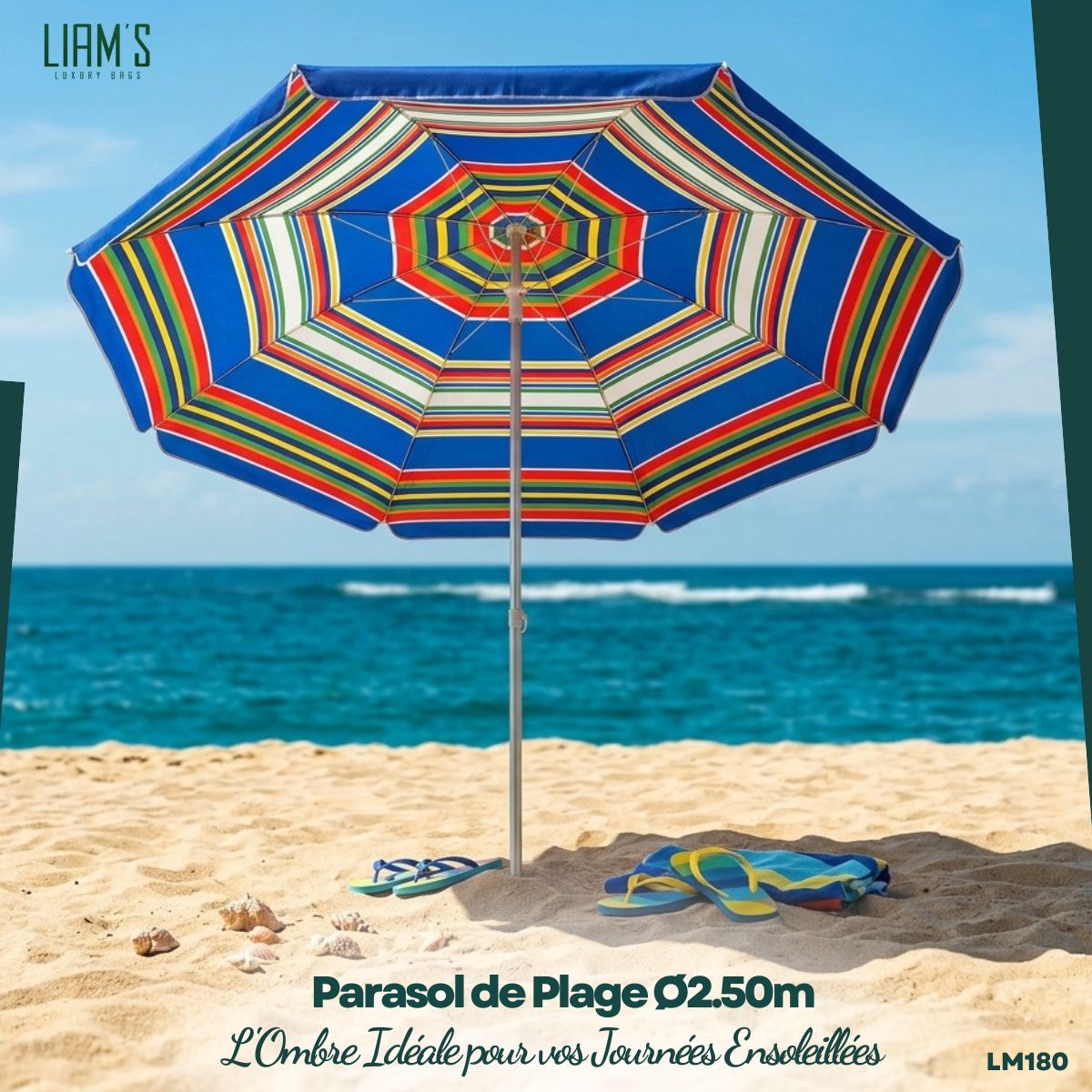 Parasol de Plage à Rayures Ø2.50m LM180