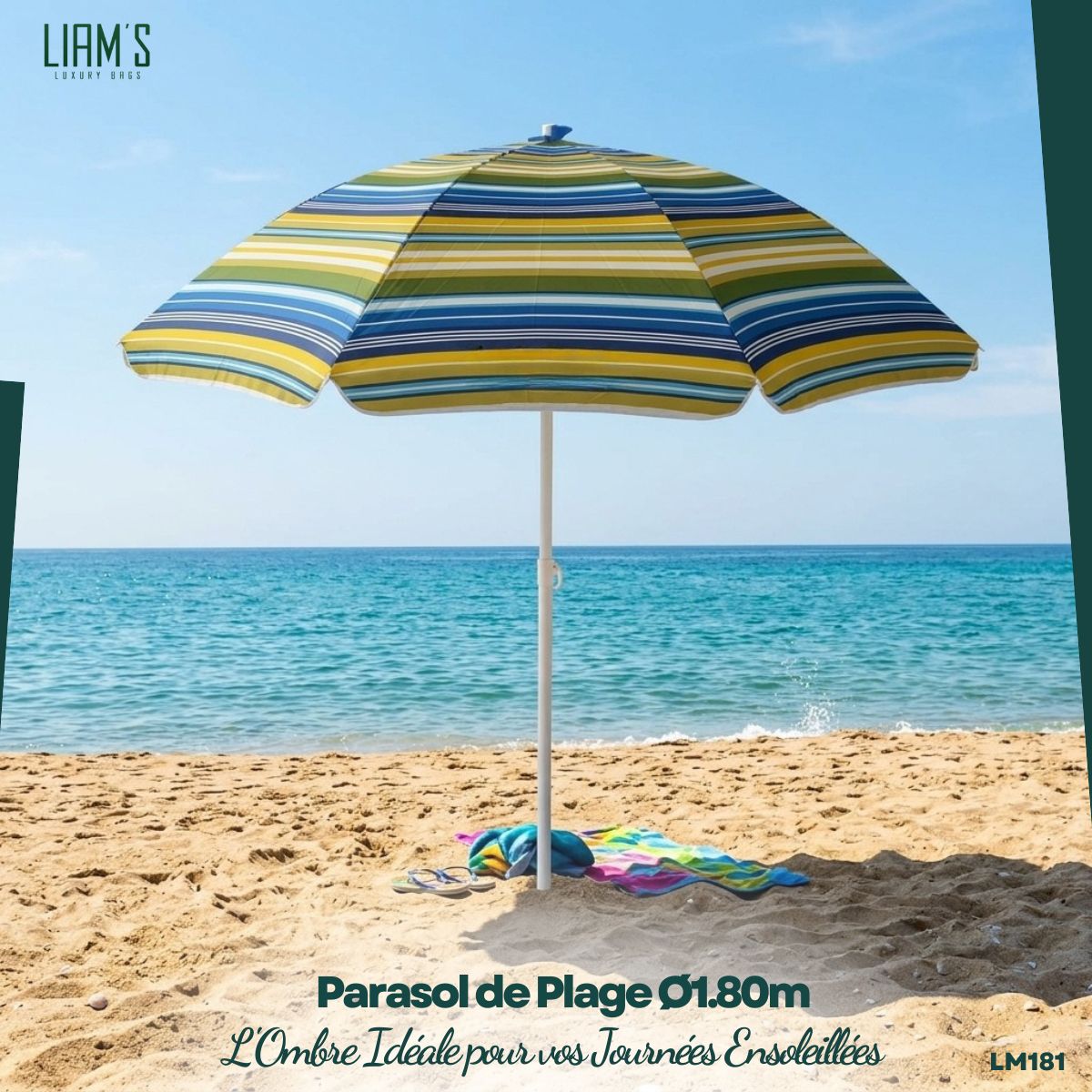 Parasol de Plage à Rayures Ø1.80m LM181