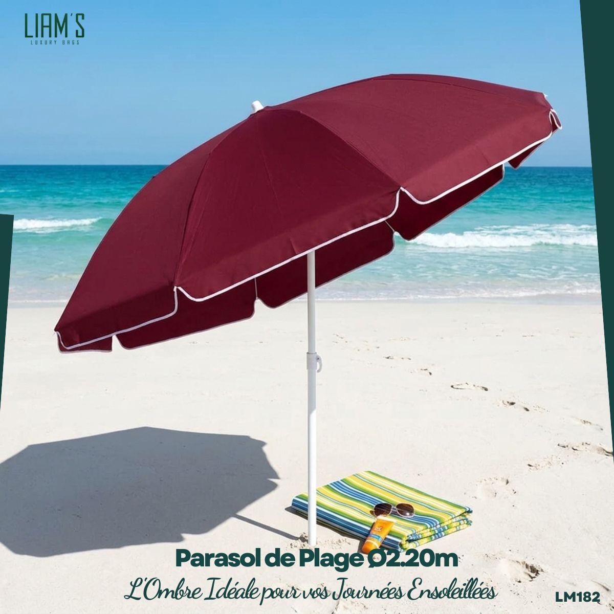 Parasol de Plage Uni  Ø2.20m LM182