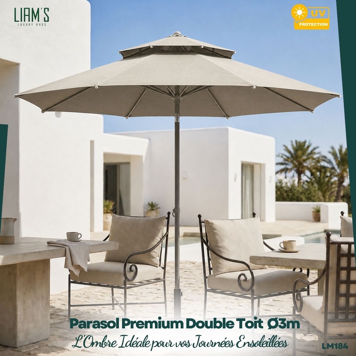 Parasol Premium Double Toit Ø3m LM184 – Image 4