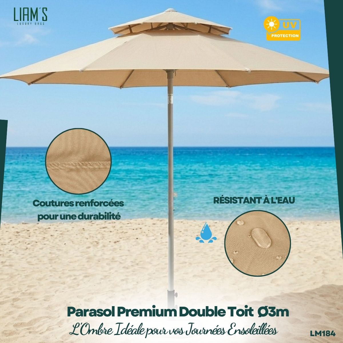 Parasol Premium Double Toit Ø3m LM184 – Image 5