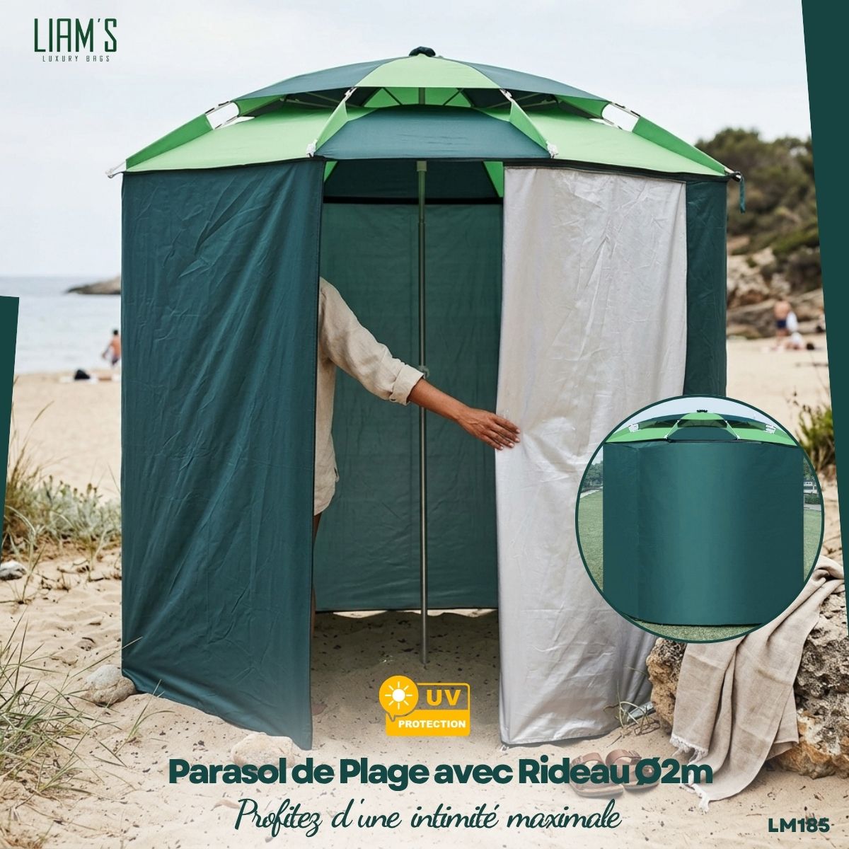 Parasol de Plage avec Rideau Ø2m LM185