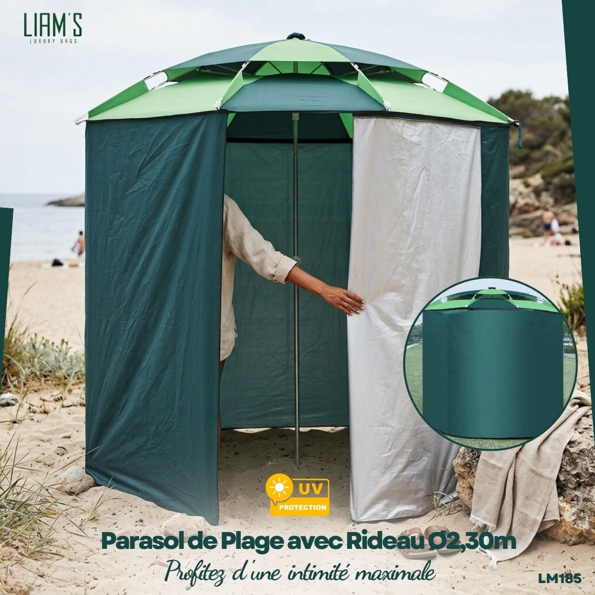 Parasol de Plage avec Rideau Ø2,30m LM185