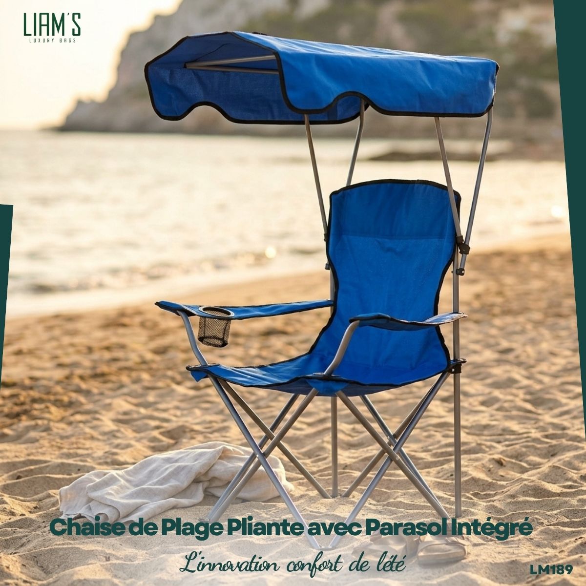 Chaise de Plage Pliante avec Parasol LM189