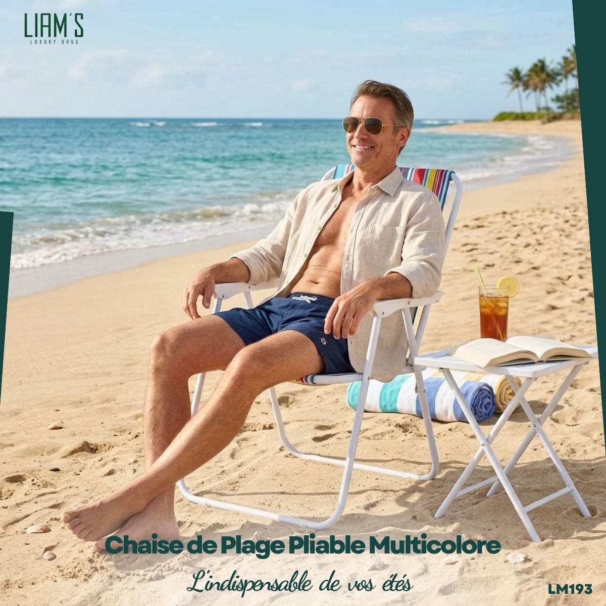 Chaise de Plage Pliable Multicolore LM193 – Image 2