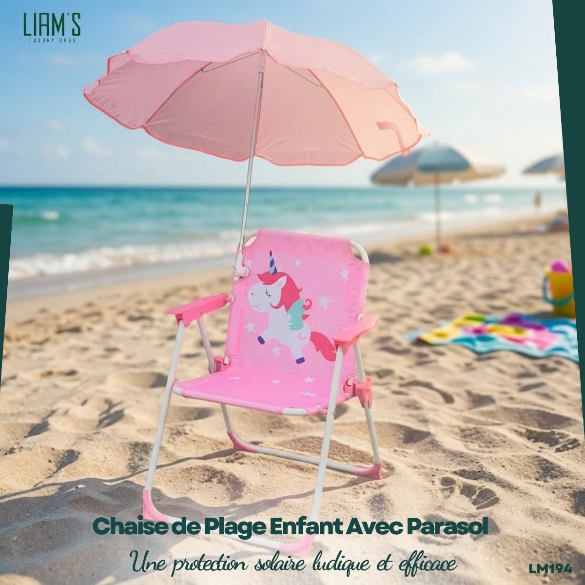 Chaise de Plage Enfant Avec Parasol LM194 – Image 2
