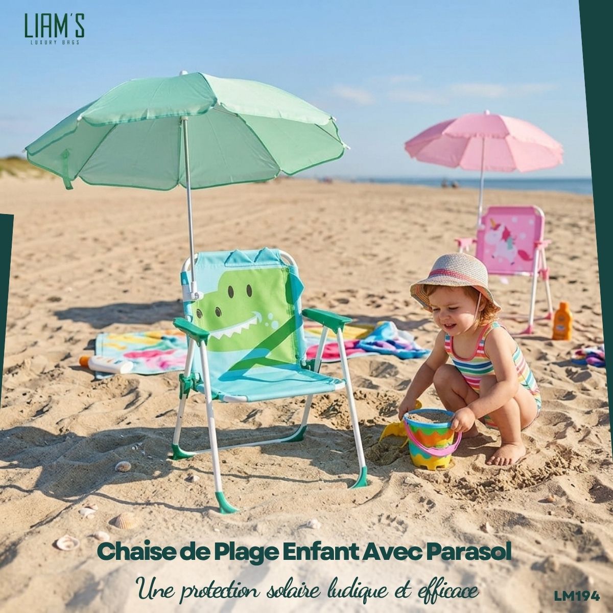 Chaise de Plage Enfant Avec Parasol LM194 – Image 4