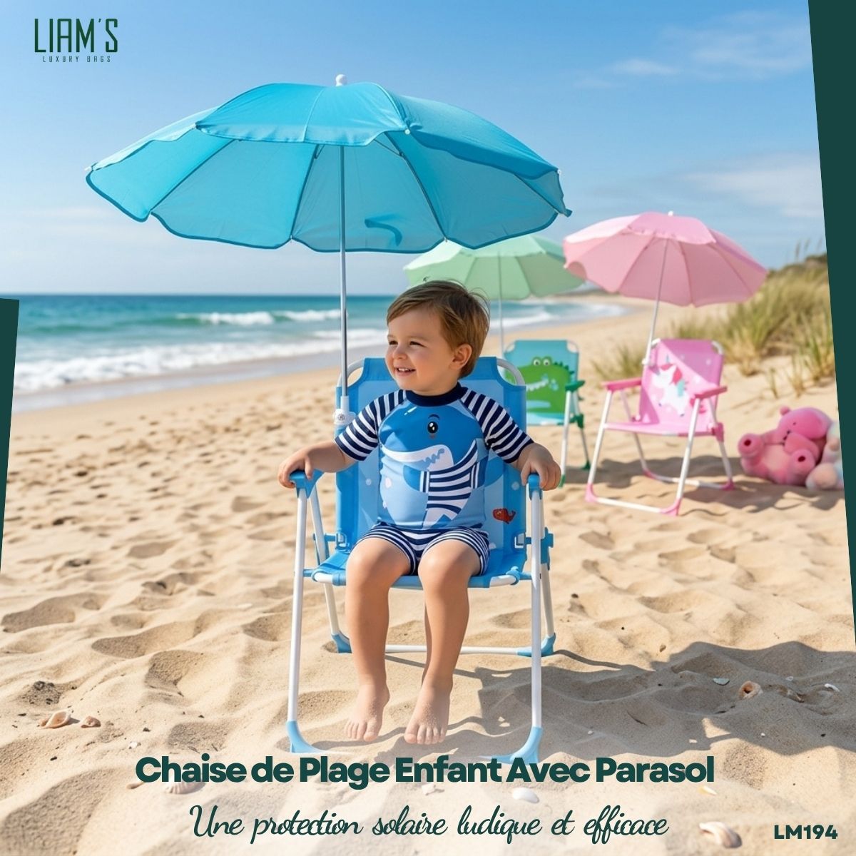 Chaise de Plage Enfant Avec Parasol LM194 – Image 3