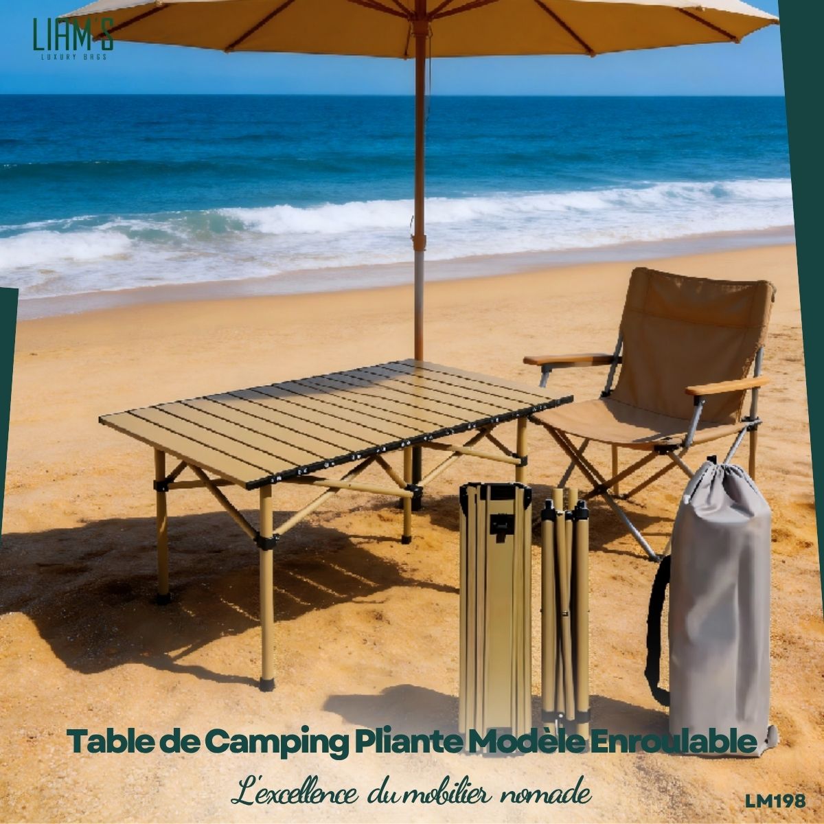 Grande Table de Camping Modèle Enroulable LM198