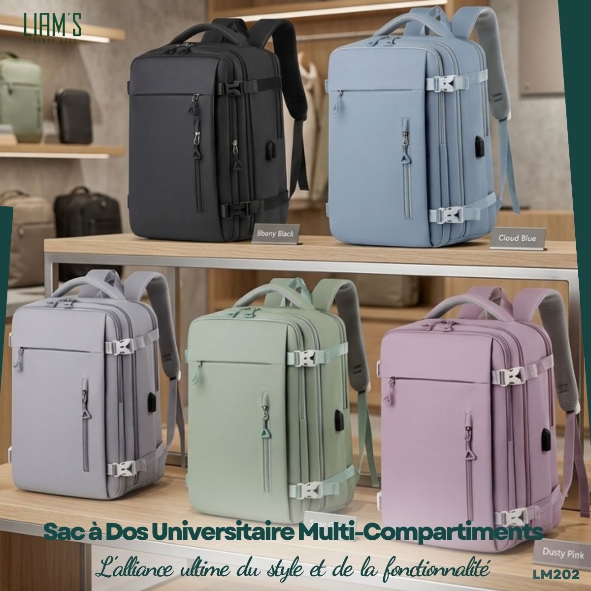 Sac à Dos Universitaire Multi-Compartiments LM202 – Image 2