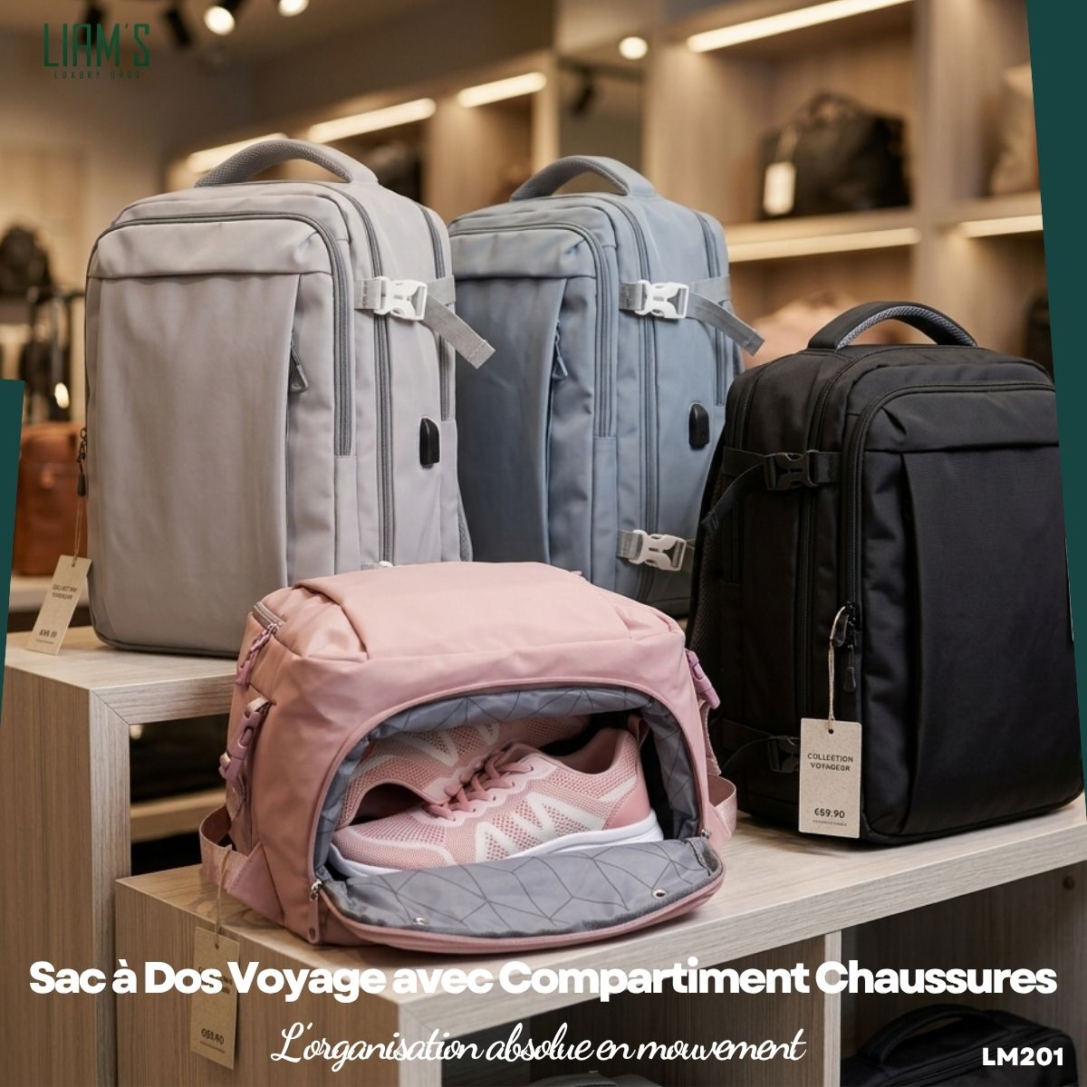 Sac à Dos Voyage avec Compartiment Chaussures LM201