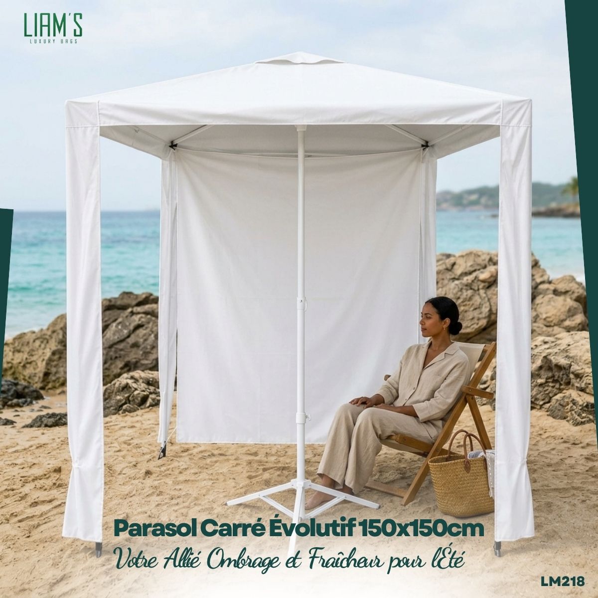 Parasol Carré de Plage & Jardin 150x150cm LM218