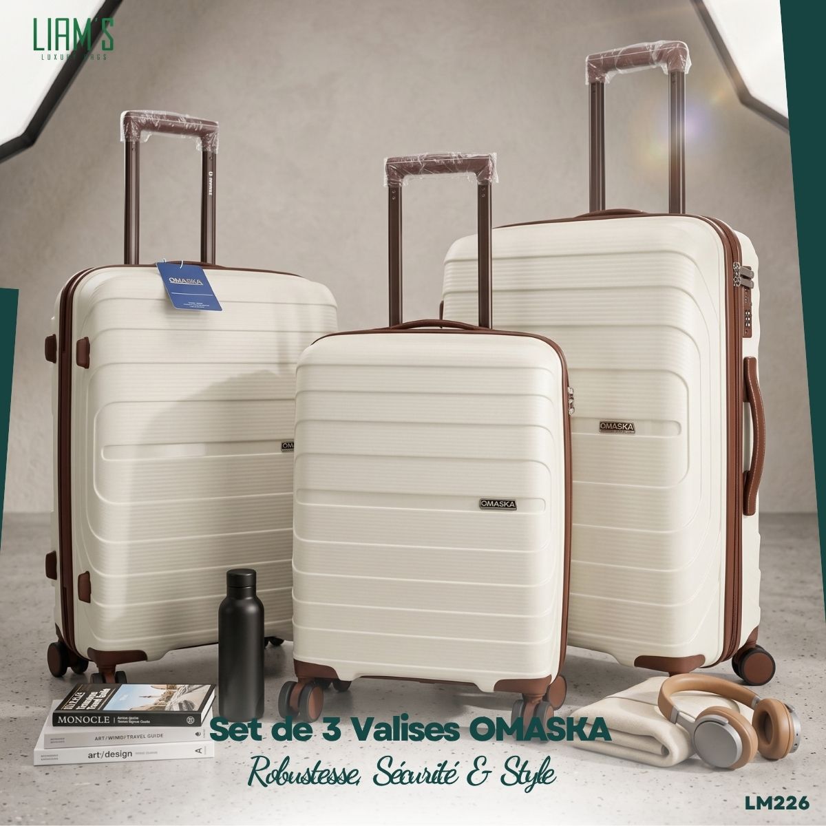 Set de 3 Valises OMASKA Incassables en PP LM226 – Image 2