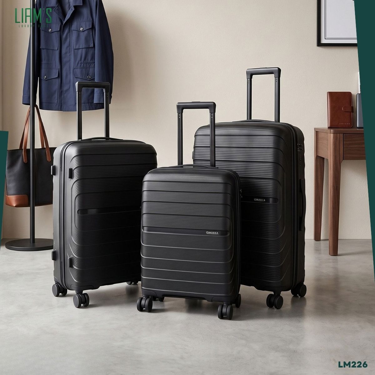 Set de 3 Valises OMASKA Incassables en PP LM226 – Image 3