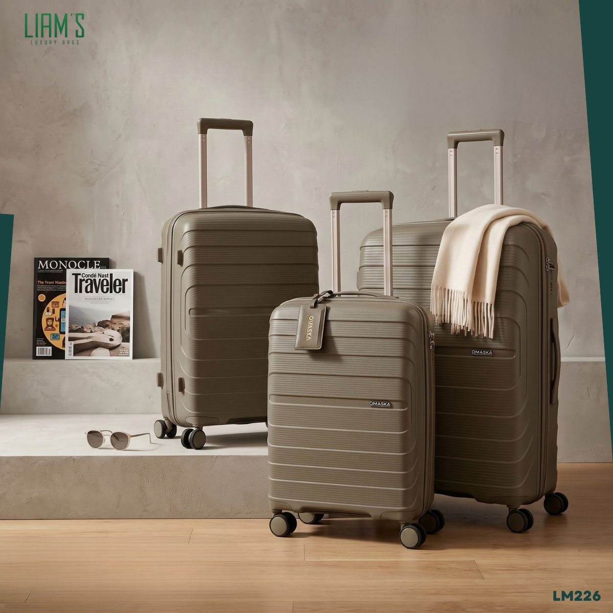 Set de 3 Valises OMASKA Incassables en PP LM226 – Image 5