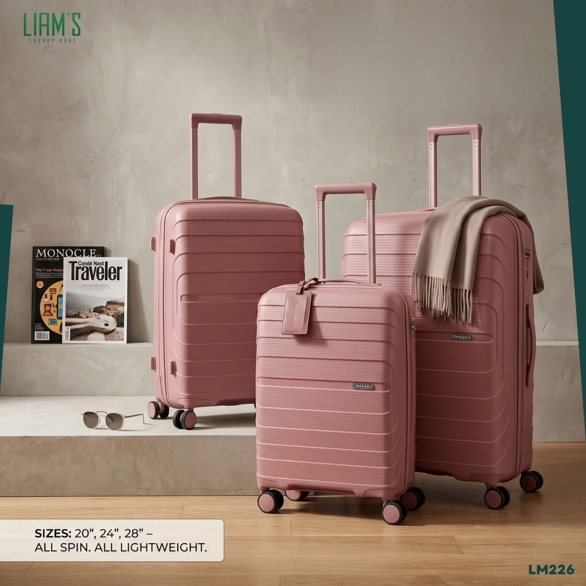 Set de 3 Valises OMASKA Incassables en PP LM226 – Image 8