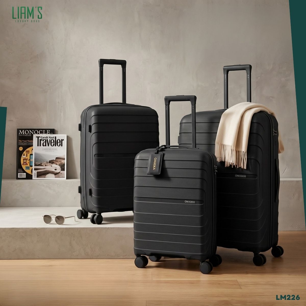Set de 3 Valises OMASKA Incassables en PP LM226 – Image 9