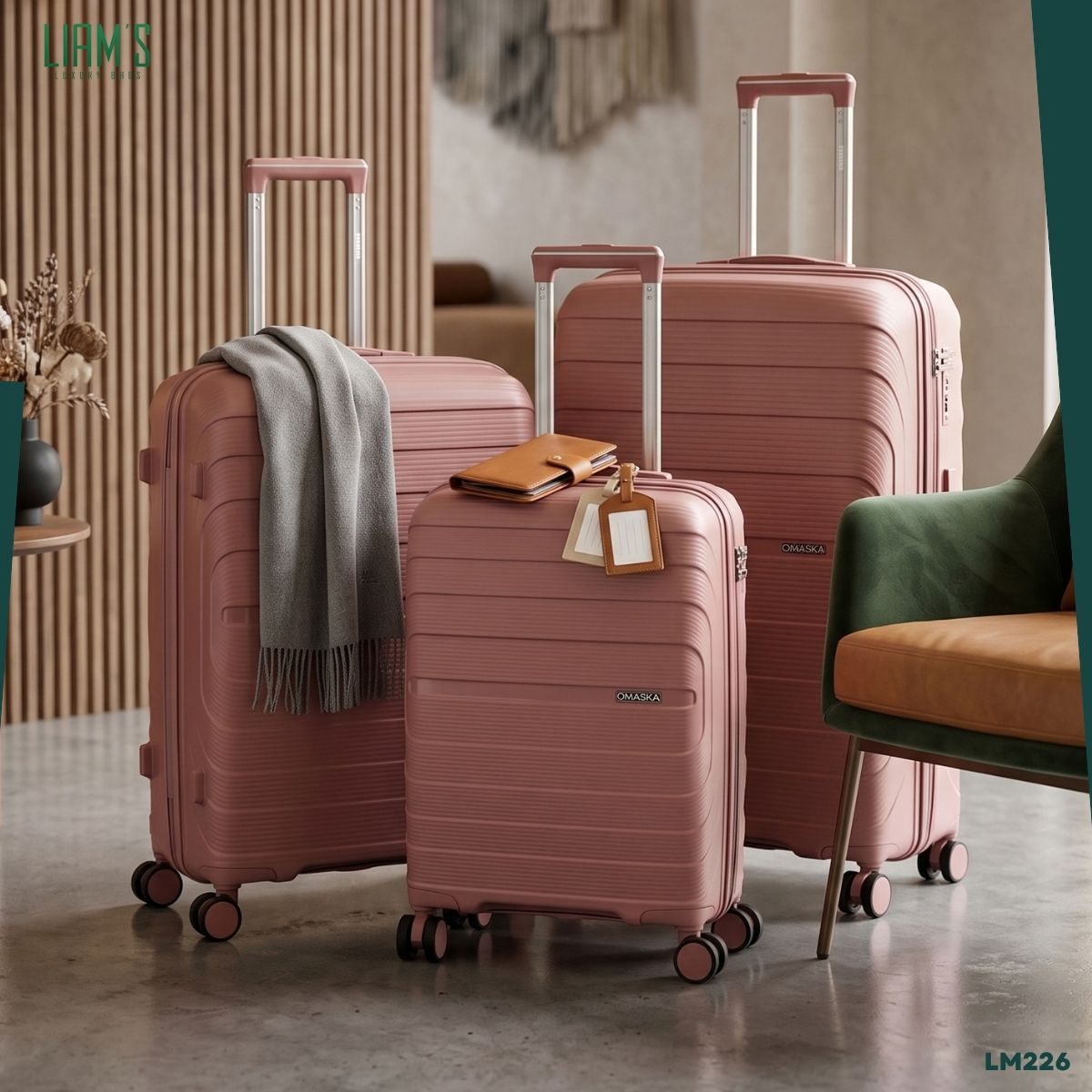 Set de 3 Valises OMASKA Incassables en PP LM226 – Image 4