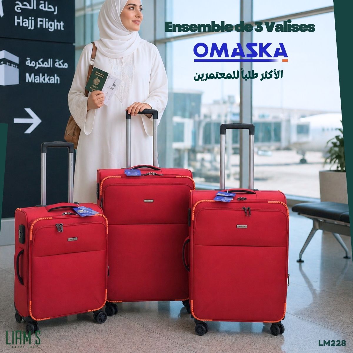 Ensemble de 3 Valises Omaska Spécial Hajj LM228